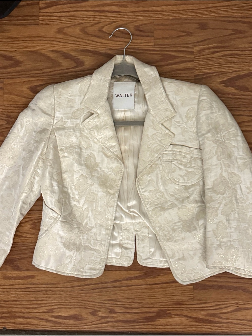 Womens Walter small Cream Jacquard Floral Blazer cropped jacket